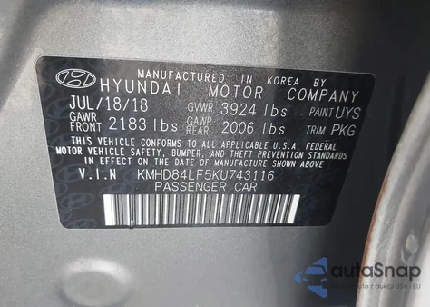 2019 Hyundai Elantra Sel from USA, damaged, VIN KMHD84LF5KU743116